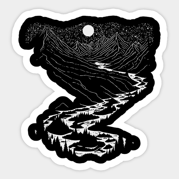 Mountains Rivers Sticker by Bongonation